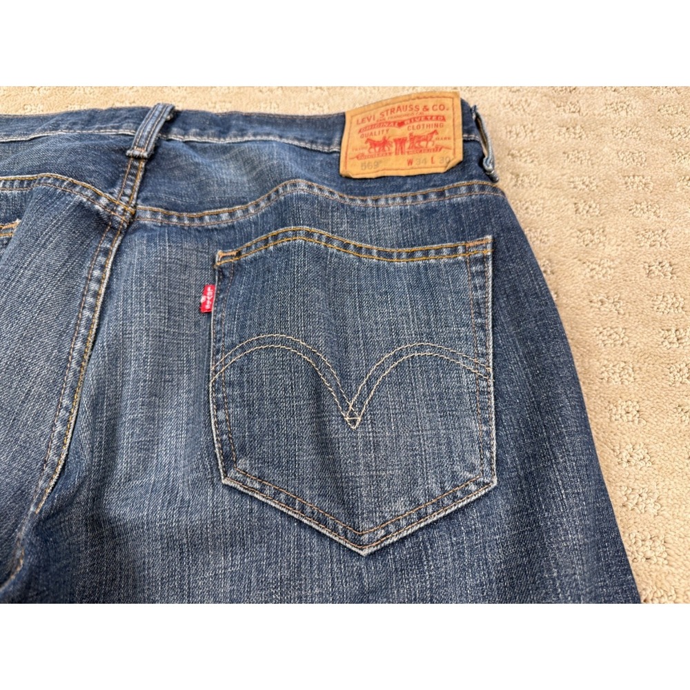 Men's Levi's 569 Loose Straight Medium Wash Blue Jeans 34x30  #1054 - Picture 11 of 15